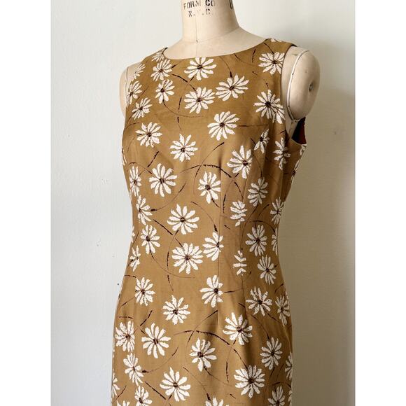 Vintage Silk Daisy Midi Dress - 8 - Picture 3 of 4